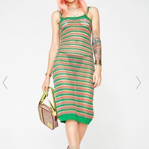 Essue Orange and Green Striped Swim Coverup